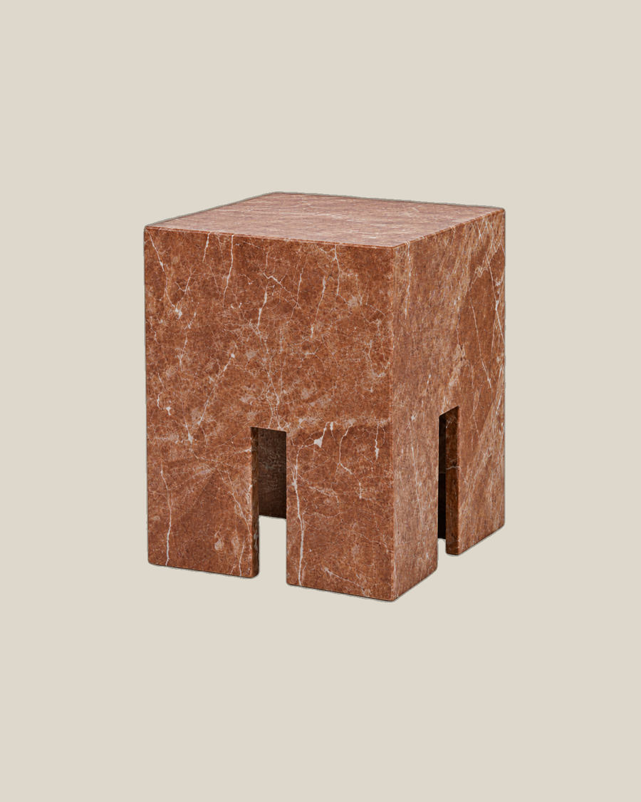 The Line Side Table in Red Alicante marble — supplied view 1 on Bone