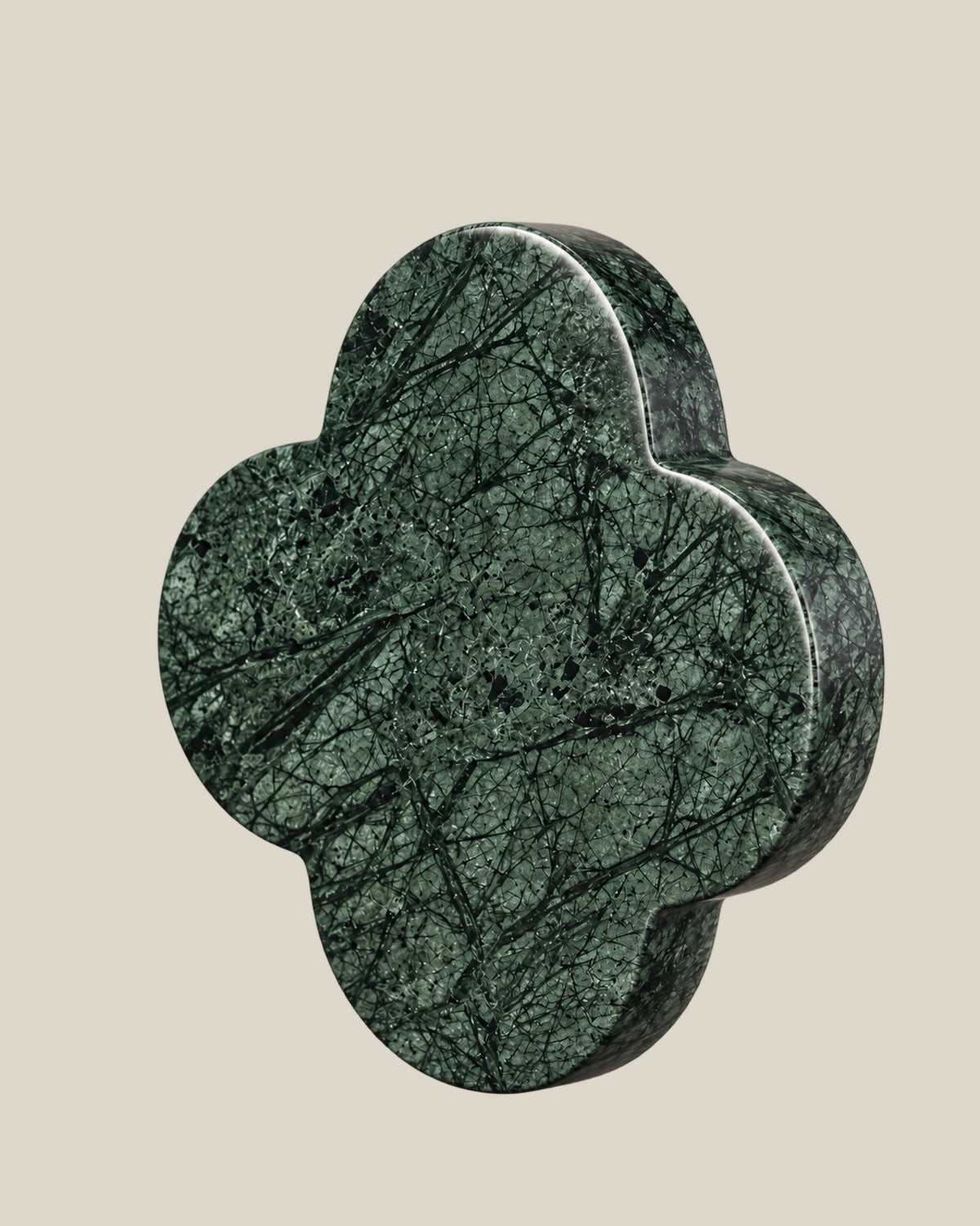 ALHAMBRA Door Knob by ATOMS in Forest Green, angled view showing the rounded stone edge and natural mineral pattern.