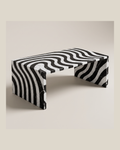 Zebra coffee table by CARVINGS in White Carrara and Nero Marquina on a BONE background.