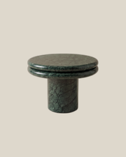 BALZANO Side Table in Verde Green on BONE background, 50 cm diameter and 45 cm high