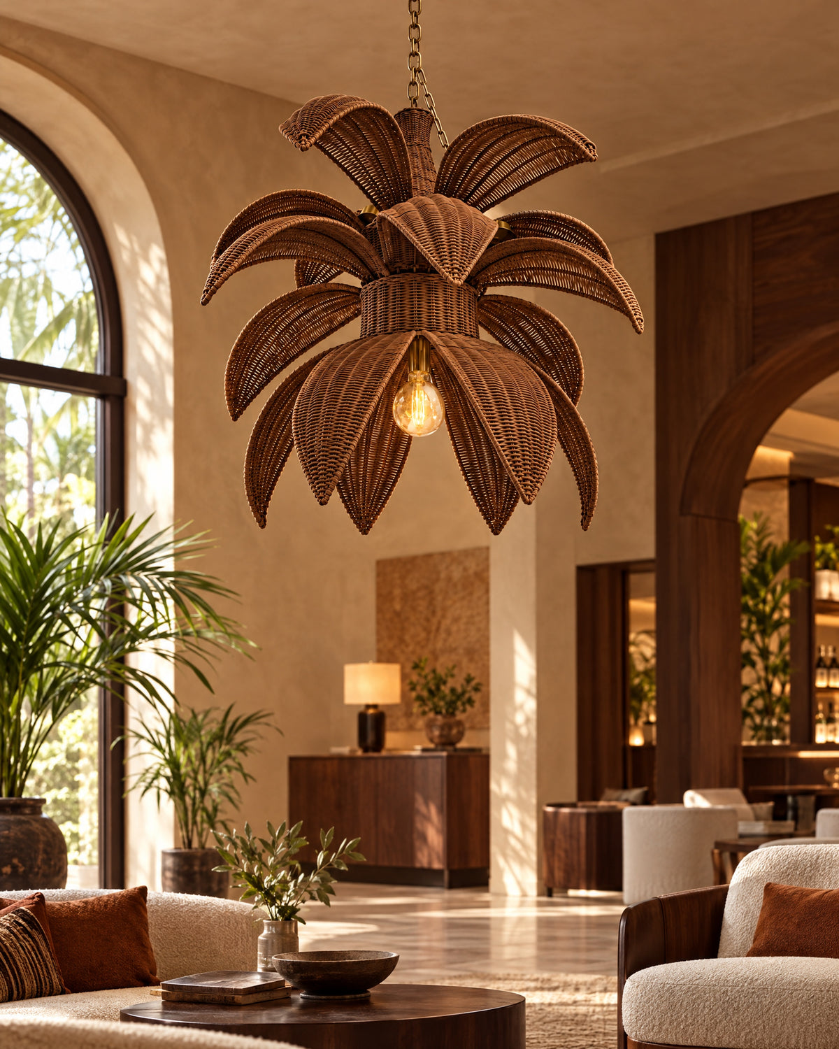 PALM BLOOM Chandelier by LaLuz — Dark Walnut Lifestyle