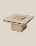 PIANO Coffee Table by CARVINGS in Travertine Beige on a BONE background.