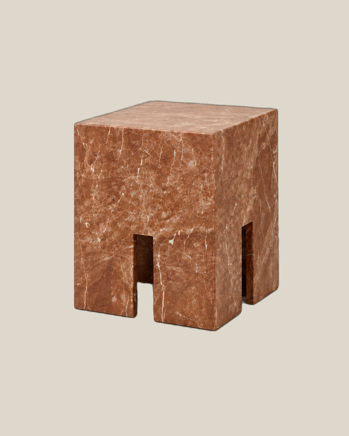 The Line Side Table in Red Alicante marble — supplied view 2 on Bone