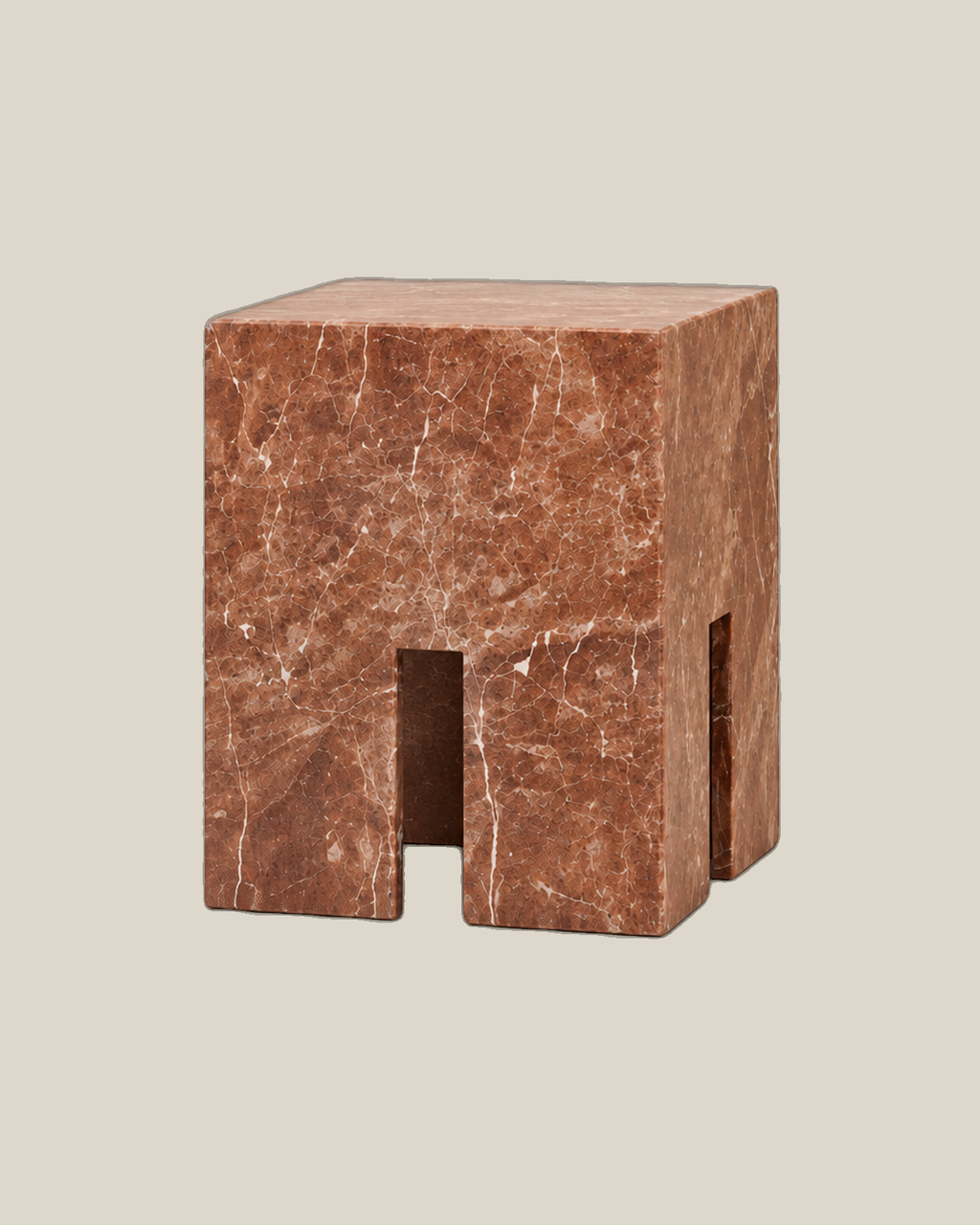 The Line Side Table in Red Alicante marble — supplied view 3 on Bone