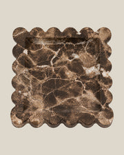 Tiffany Tray in brown marble, overhead view on BONE background — 20 × 20 cm, 2 cm thick