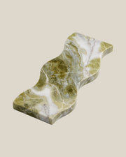 ATOMS Sezy Tray — Olive & White, angled view on BONE background