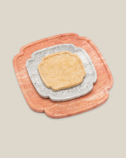 Stephane three-piece travertine set: small yellow, medium grey and large red