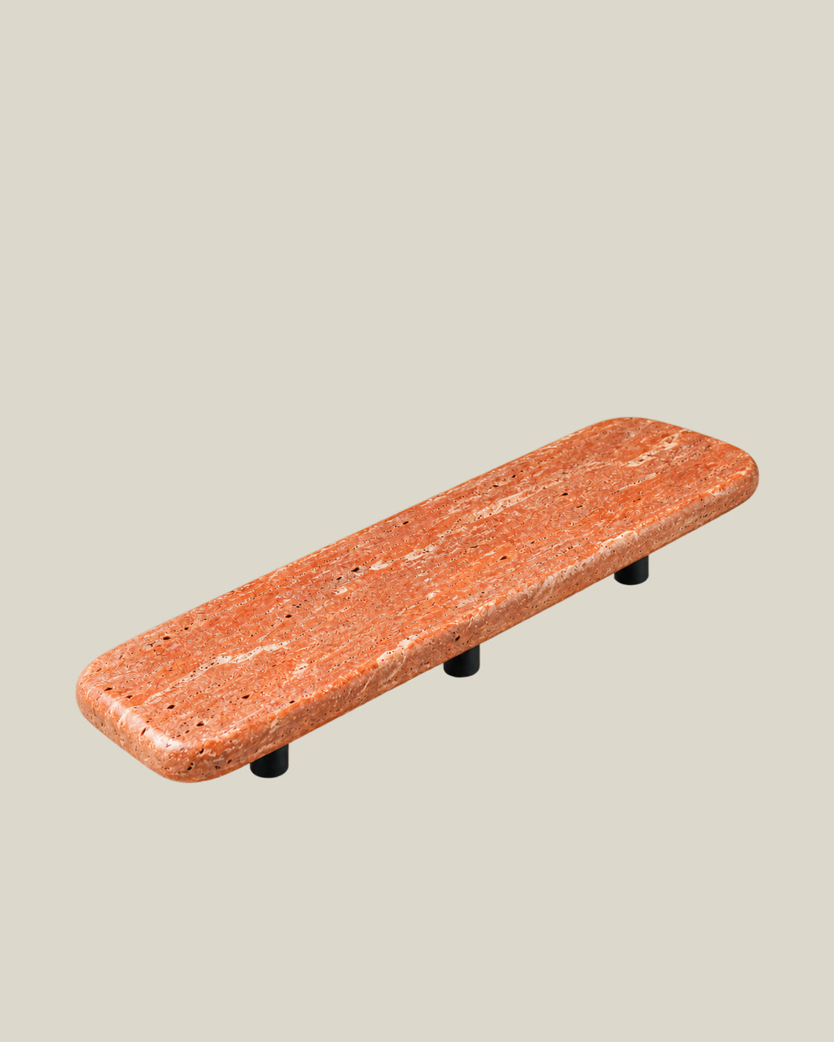 Tower Door Knob by ATOMS in Terracotta Red, angle view of the rounded rectangular natural stone door pull; one stone pull per purchase.