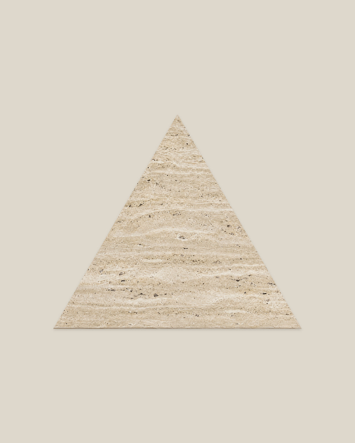 BLOC TRI-CHECKERS — Travertine Beige single triangle on BONE background