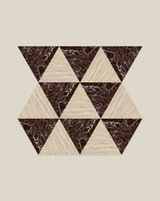 BLOC TRI-CHECKERS — Beige × Burgundy tile pattern on BONE background