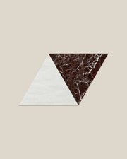 BLOC TRI-CHECKERS — Plain White × Burgundy paired triangles on BONE background