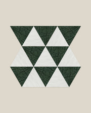 BLOC TRI-CHECKERS — Plain White × Green tile pattern on BONE background