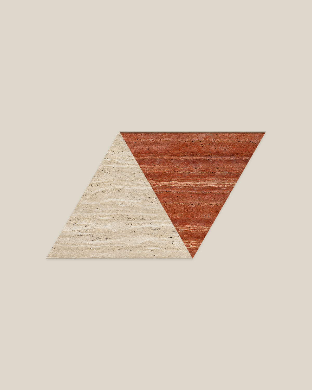 BLOC TRI-CHECKERS — Beige × Red paired triangles on BONE background