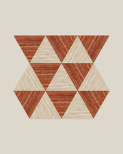 BLOC TRI-CHECKERS — Beige × Red tile pattern on BONE background
