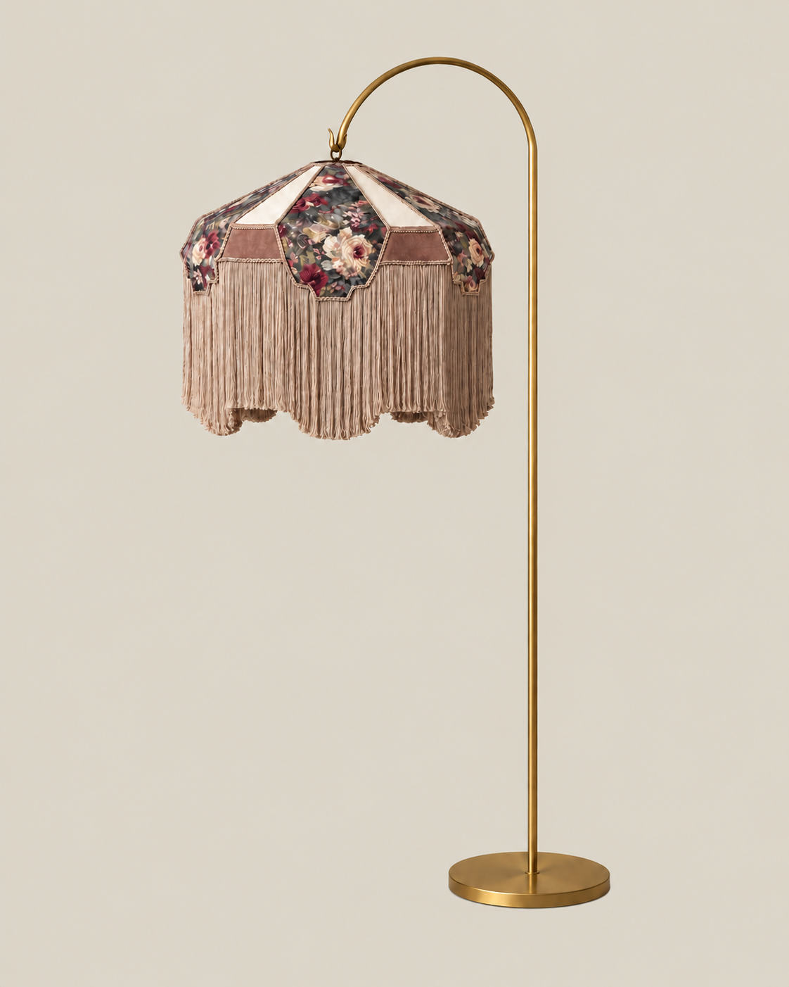 CELINE Floor Lamp — Floral Taupe on a bone background