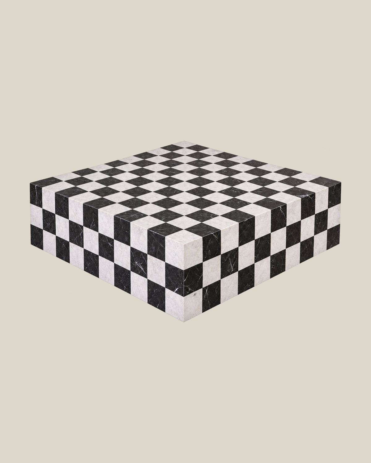 CHECKERED Coffee Black White | CARVINGS | Bone #DED8CC