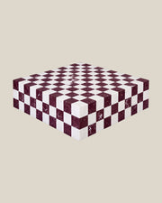 CHECKERED Coffee Burgundy White | CARVINGS | Bone #DED8CC