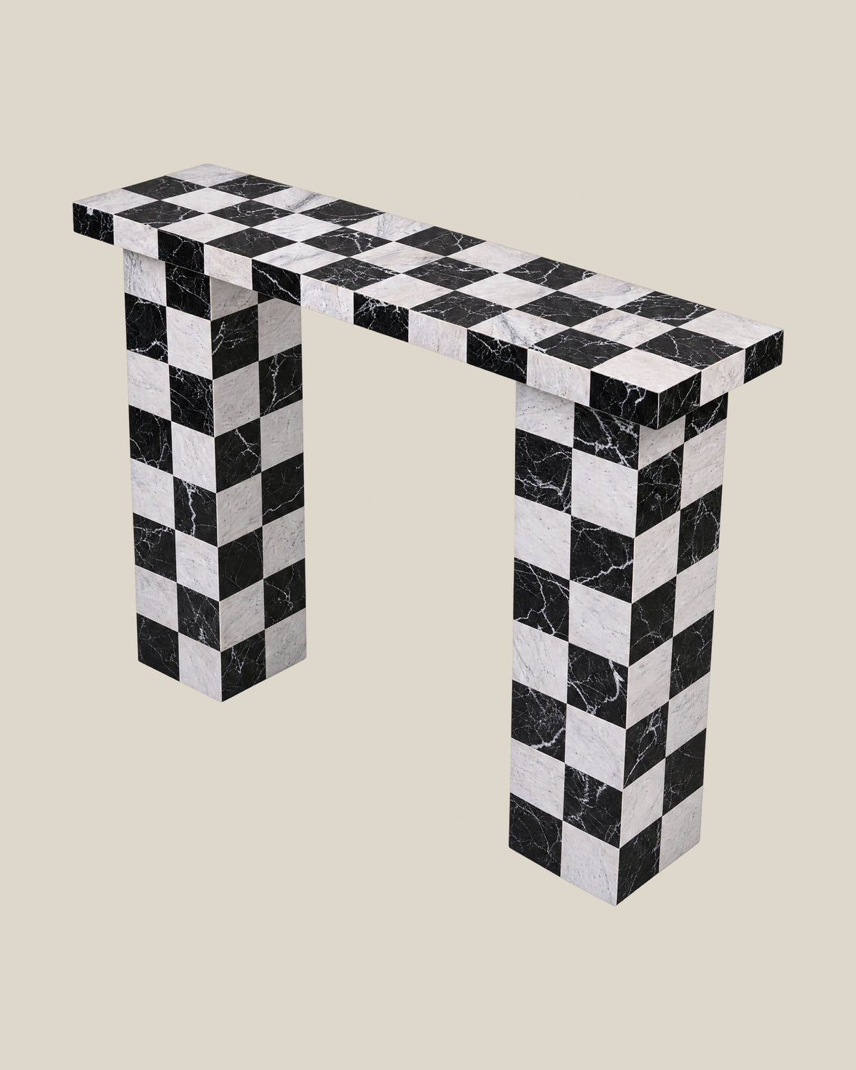 CHECKERED Console Black White | CARVINGS | Bone #DED8CC