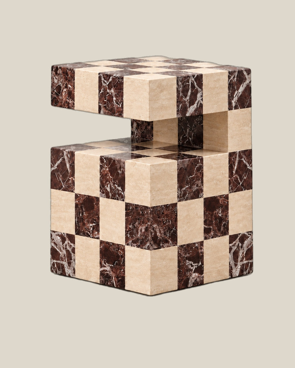 Cookie Side Table - checkered angle 1