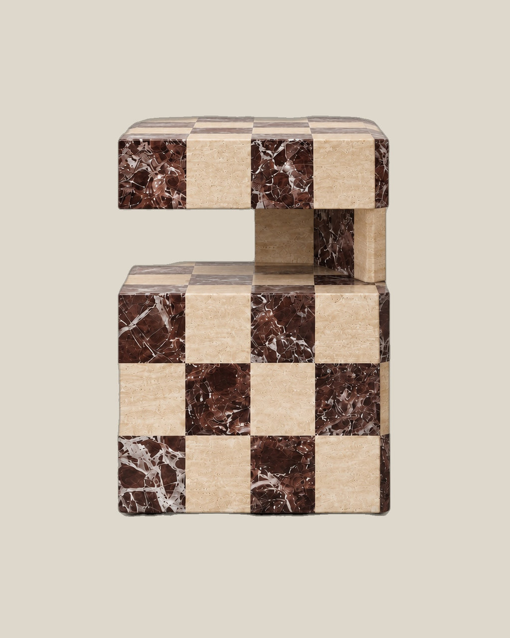 Cookie Side Table - checkered angle 2