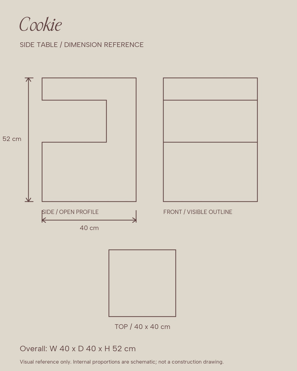 Cookie Side Table - dimensions