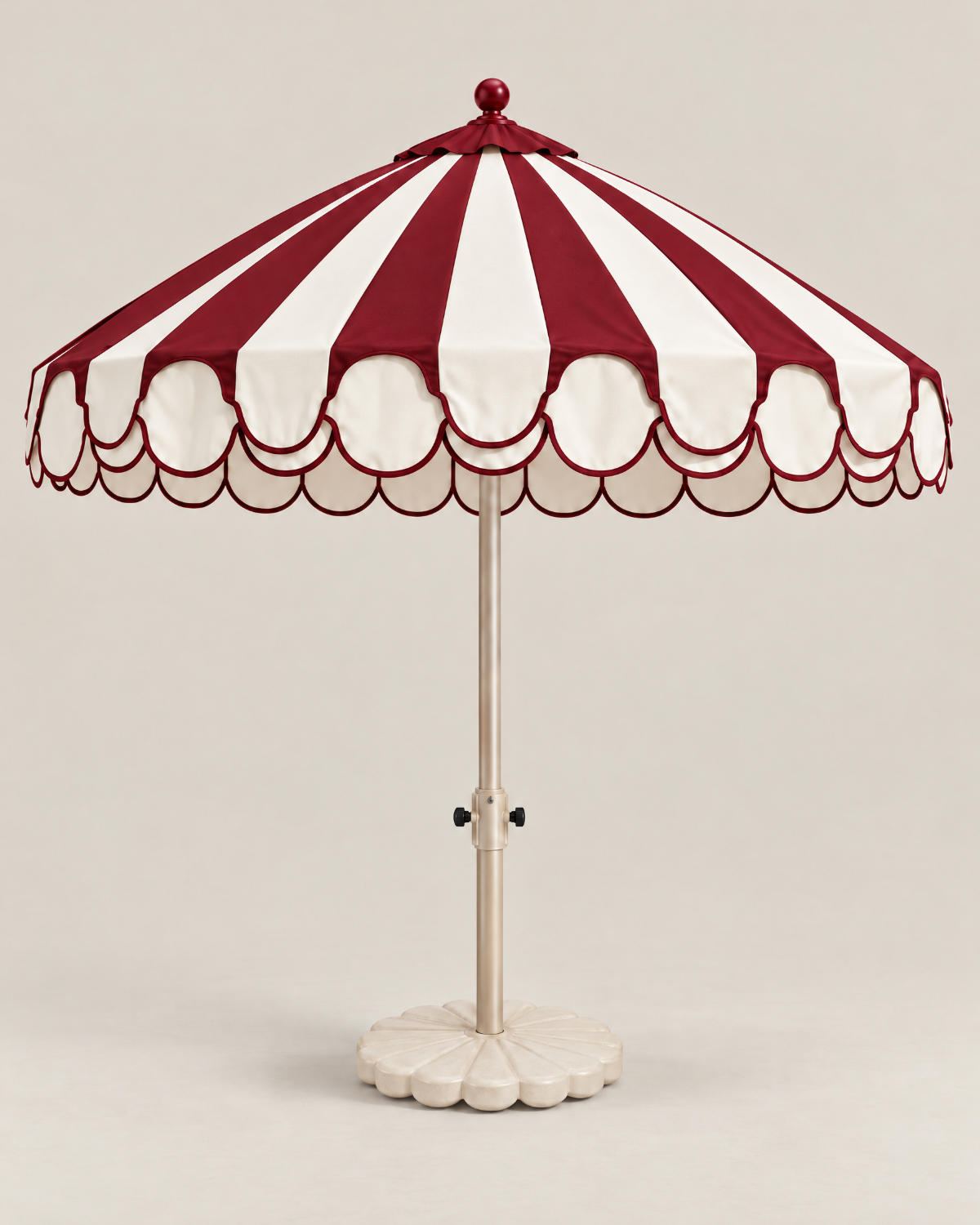 LA LUZ double scalloped umbrella — burgundy side, 185 cm overall height
