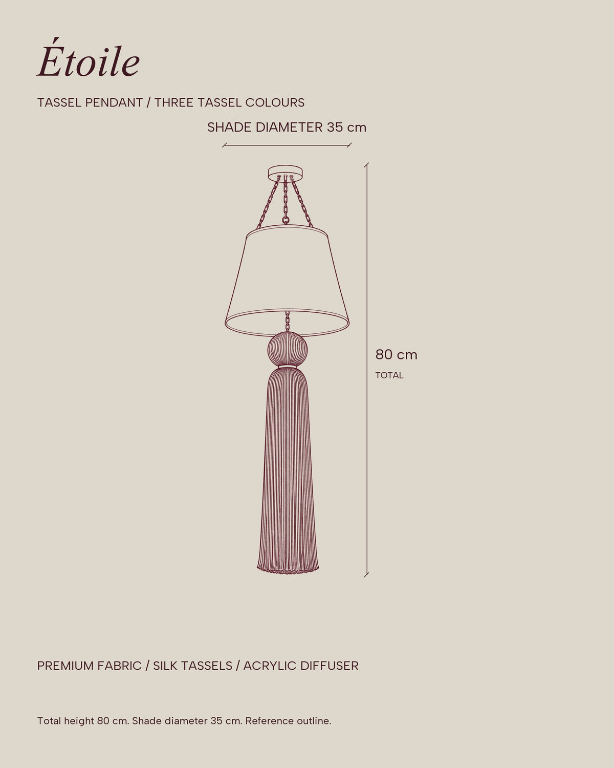 LA LUZ ÉTOILE Tassel Pendant — Dimensioned Outline