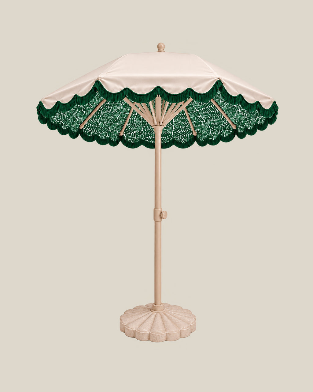 LA LUZ Fringed Parasol Umbrella Green Front