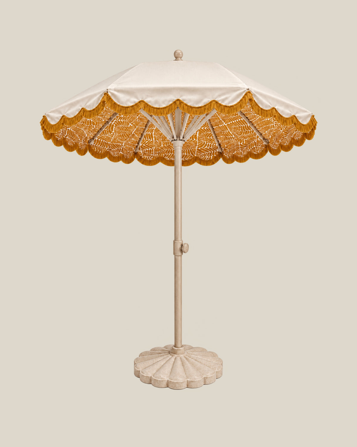LA LUZ Fringed Parasol Umbrella Mustard Front