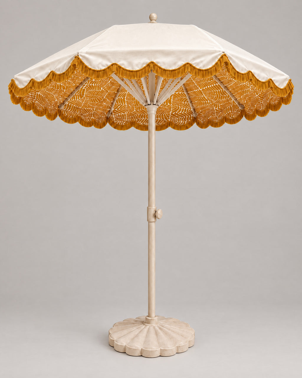 LA LUZ Fringed Parasol Umbrella Mustard Studio