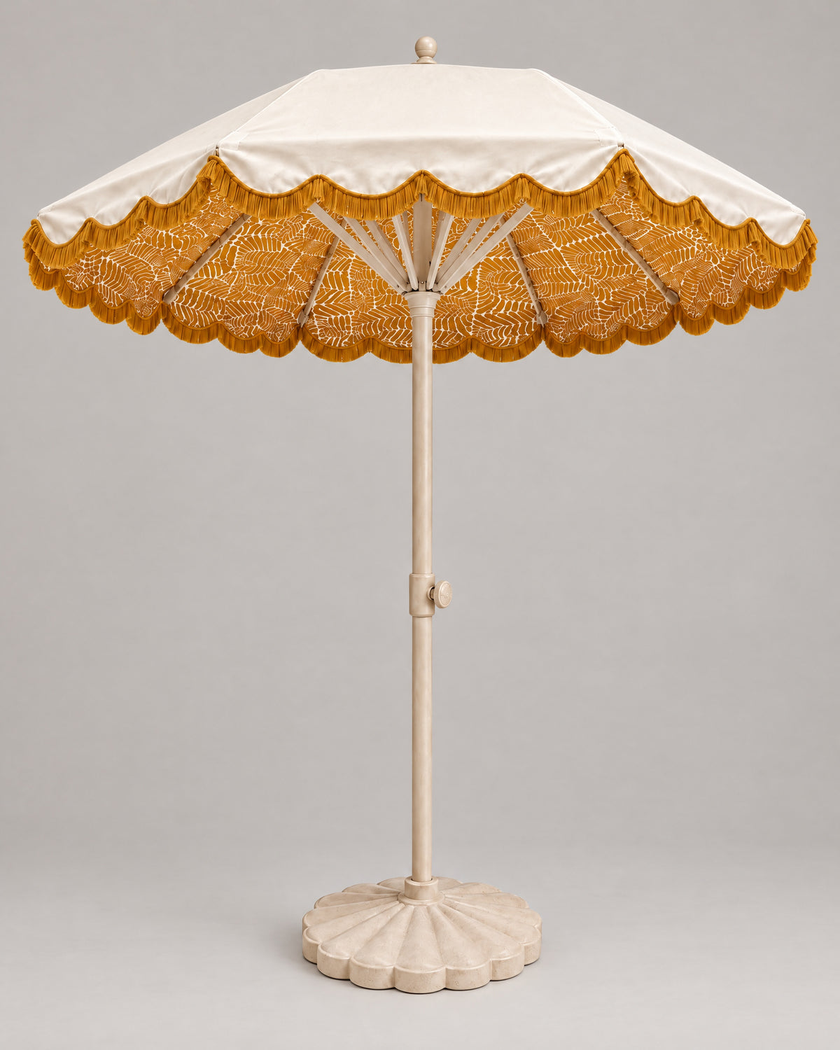 LA LUZ Fringed Parasol Umbrella Mustard Studio
