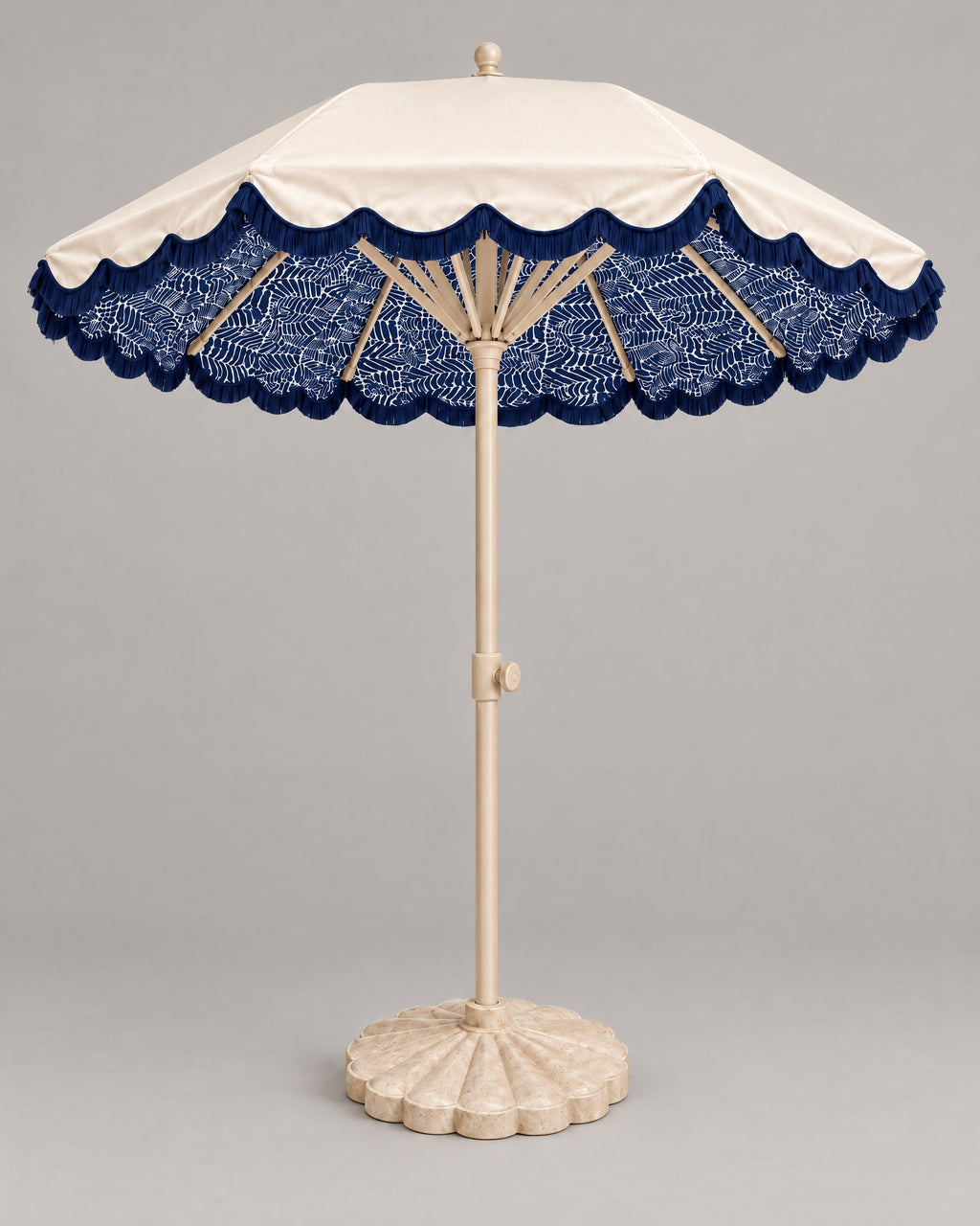 LA LUZ Fringed Parasol Umbrella Navy Studio