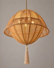 LA LUZ Orbit Bamboo Chandelier Natural Beige Studio