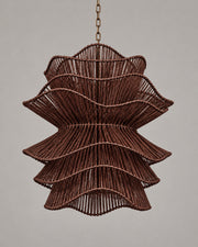 LA LUZ RUFFLE Bamboo Chandelier Dark Brown Studio