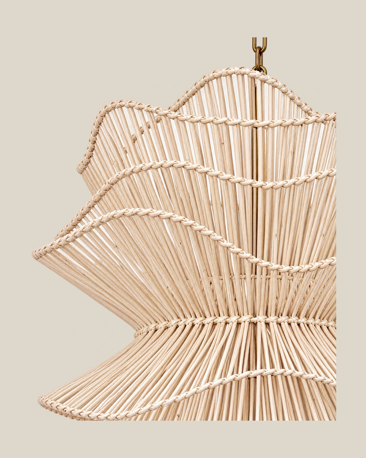 LA LUZ RUFFLE Bamboo Chandelier Natural Bamboo Detail