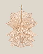 LA LUZ RUFFLE Bamboo Chandelier Natural Front