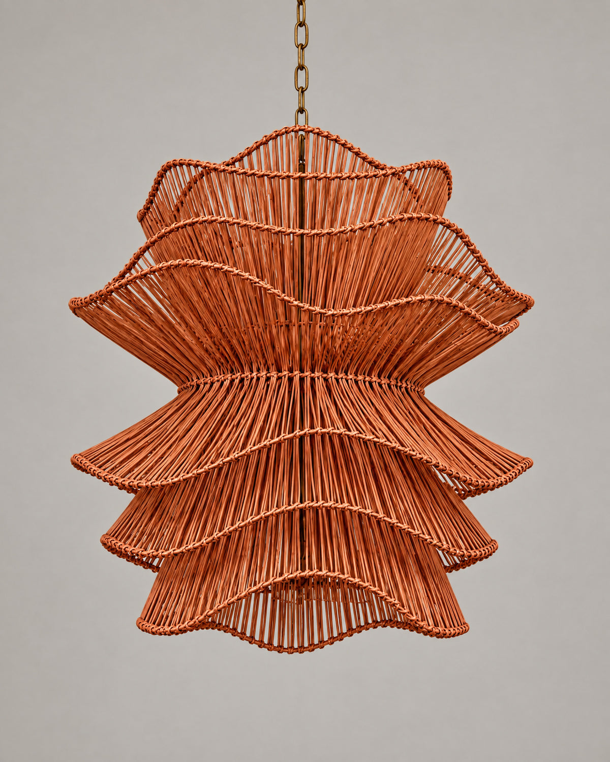 LA LUZ RUFFLE Bamboo Chandelier Terracotta Studio