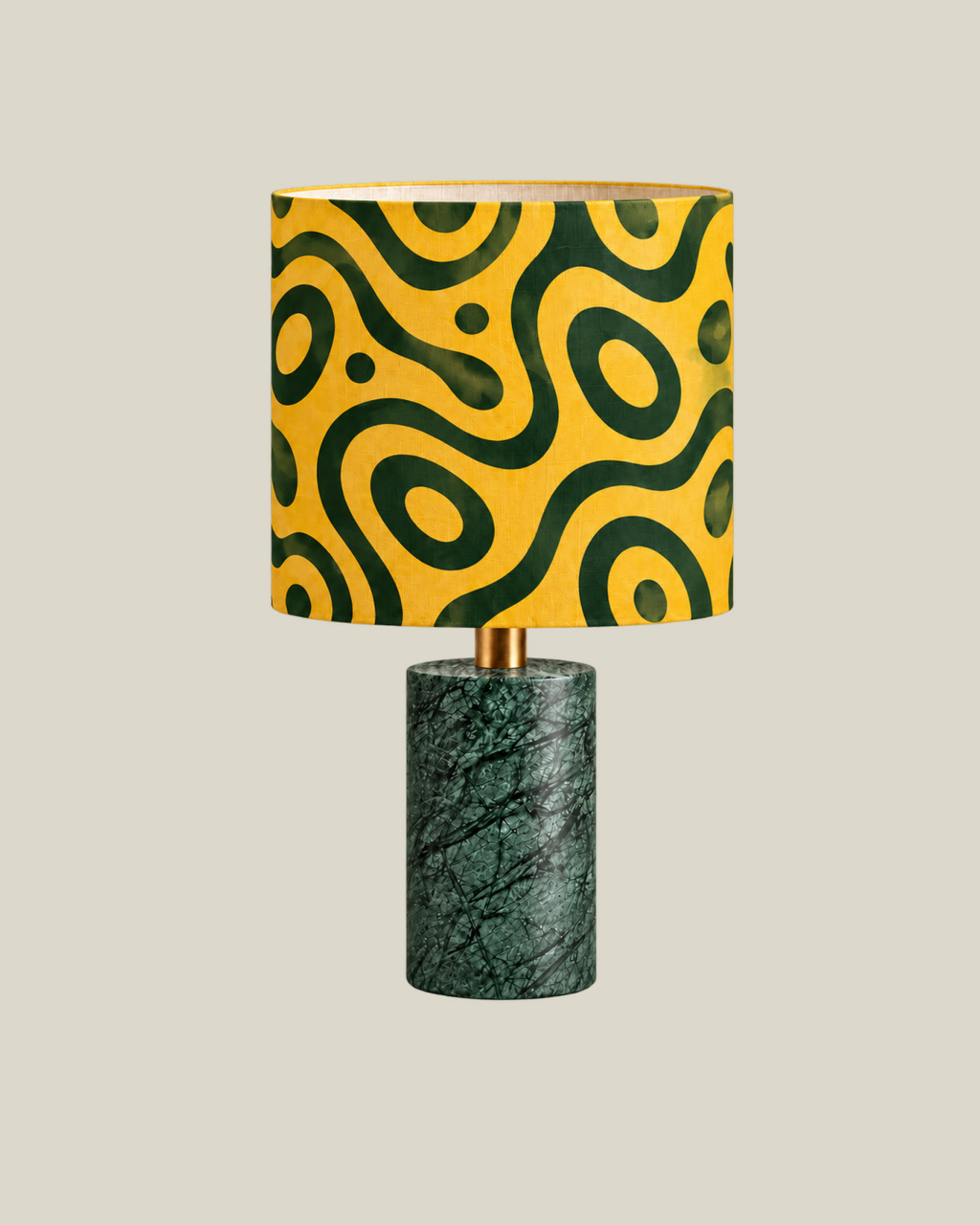 LINEN Side Lamp — Verde Marble, Organic Flow, 55 cm overall height