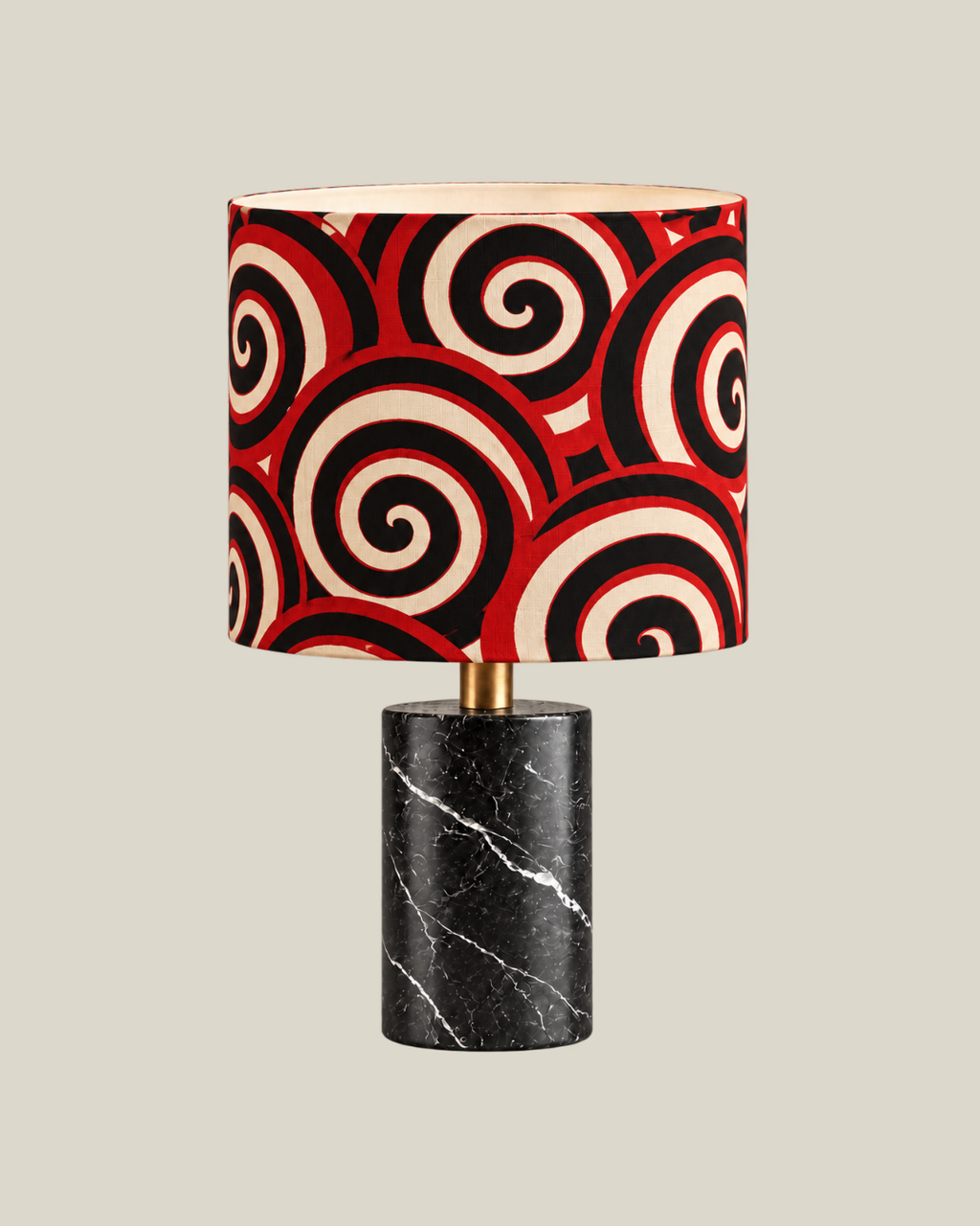 LINEN Side Lamp — Spanish Black, Spiral Rhythm, 55 cm overall height