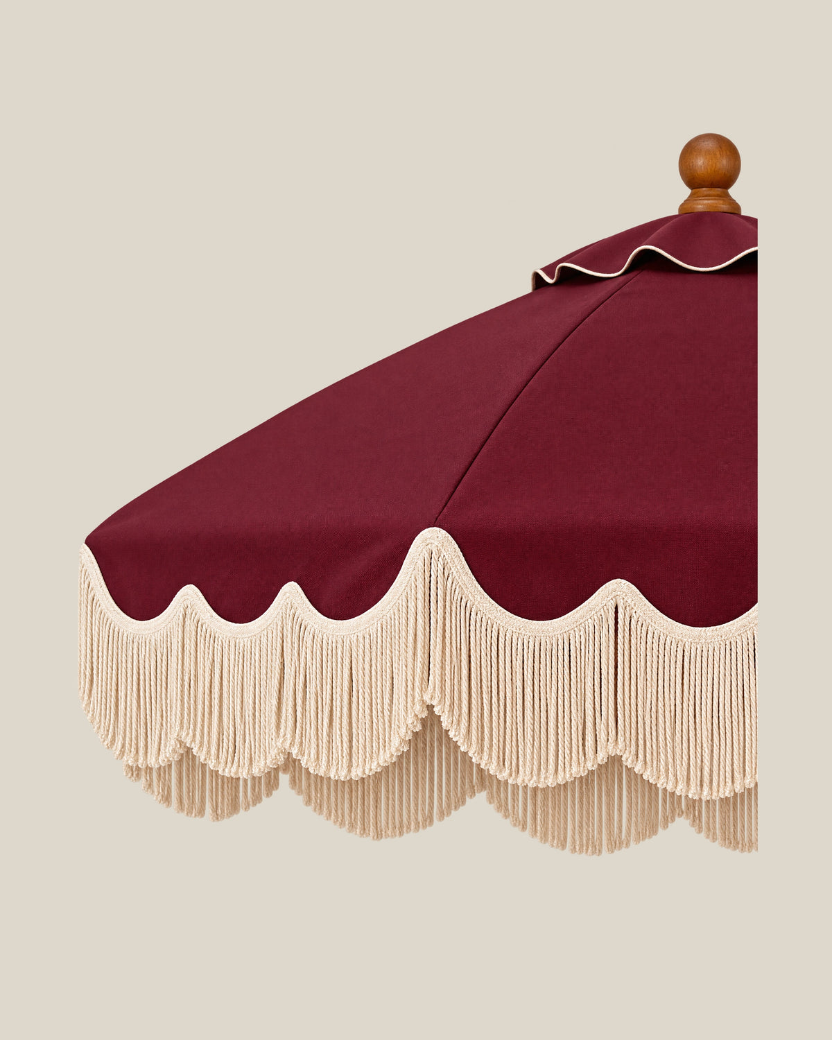 Ripple Edge Umbrella — Burgundy Fabric Detail