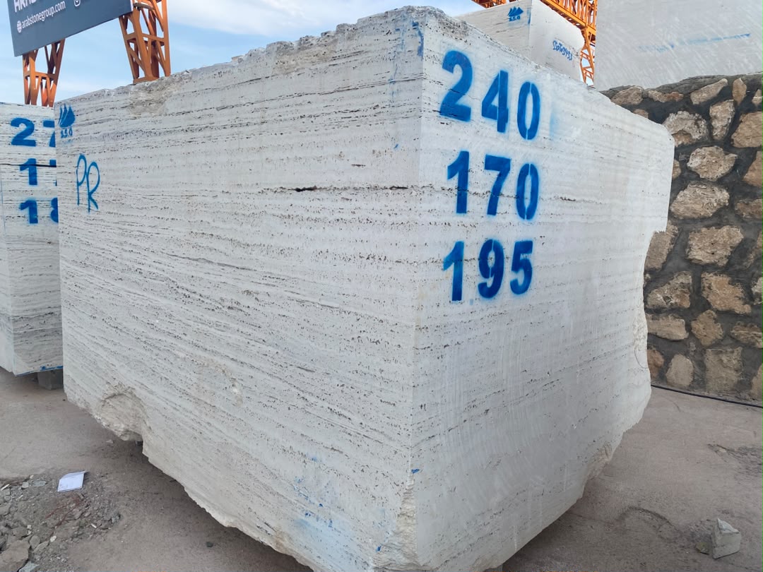 Silver Travertine block — 2.40 × 1.70 × 1.95 m