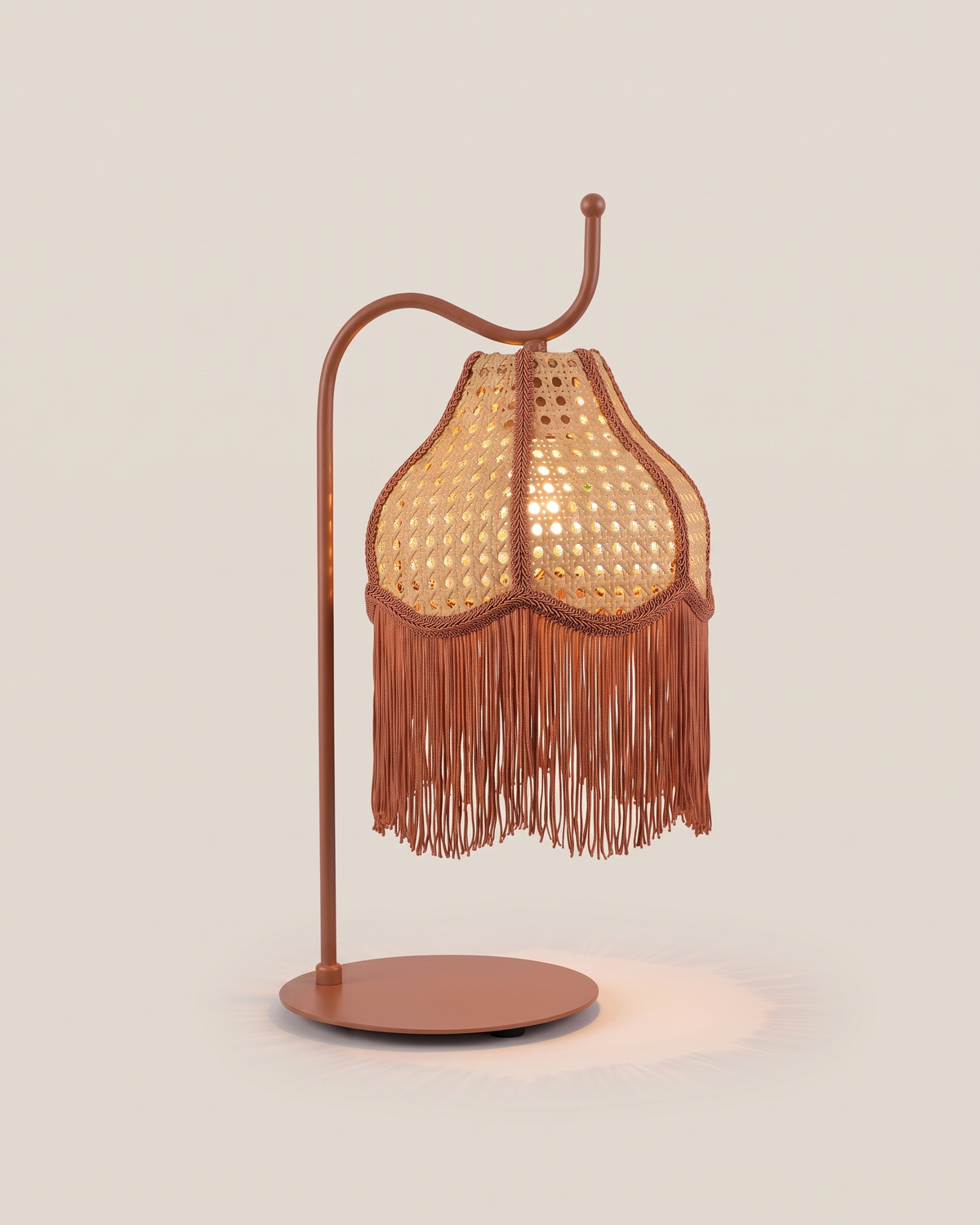 TASSEL Table Lamp - Small, 40 cm high, 20 cm shade diameter - Terracotta, on a bone background